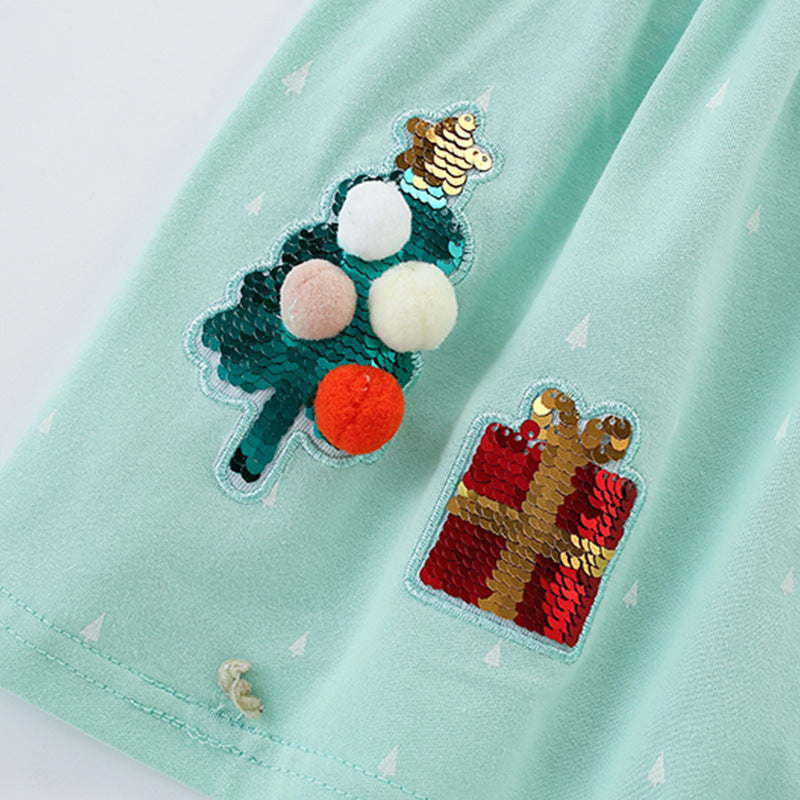 Christmas Sequins Long Sleeves Dress