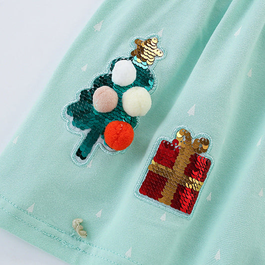 Christmas Sequins Long Sleeves Dress